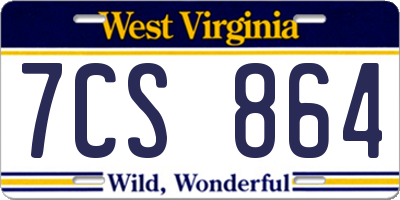 WV license plate 7CS864
