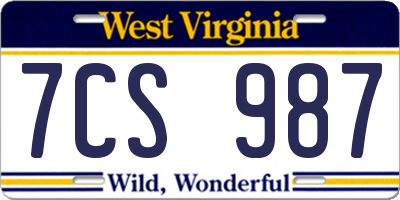 WV license plate 7CS987