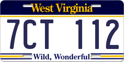 WV license plate 7CT112