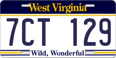 WV license plate 7CT129