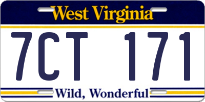 WV license plate 7CT171