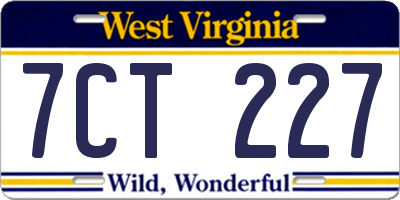 WV license plate 7CT227