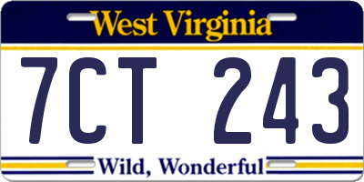 WV license plate 7CT243