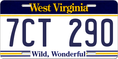 WV license plate 7CT290