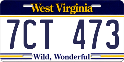 WV license plate 7CT473