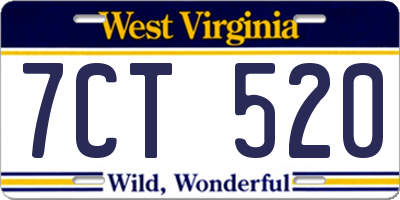 WV license plate 7CT520
