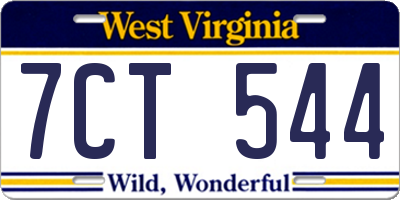 WV license plate 7CT544