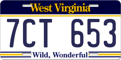 WV license plate 7CT653