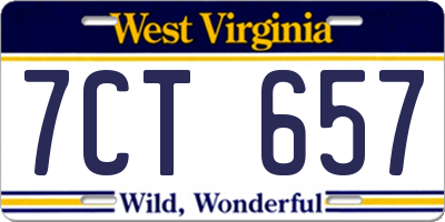 WV license plate 7CT657