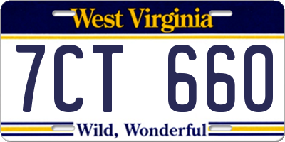 WV license plate 7CT660