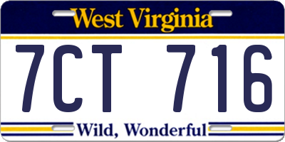 WV license plate 7CT716