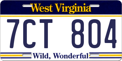 WV license plate 7CT804
