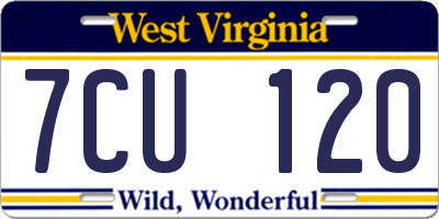 WV license plate 7CU120