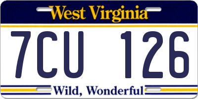 WV license plate 7CU126
