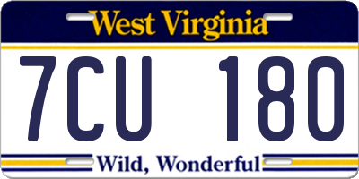 WV license plate 7CU180
