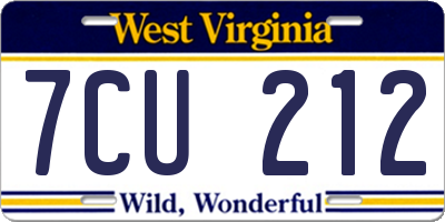 WV license plate 7CU212