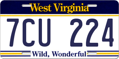 WV license plate 7CU224