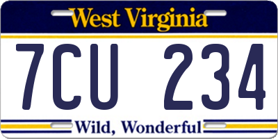 WV license plate 7CU234