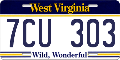 WV license plate 7CU303
