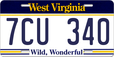 WV license plate 7CU340