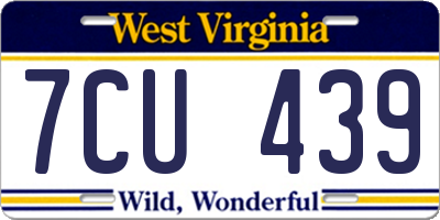 WV license plate 7CU439