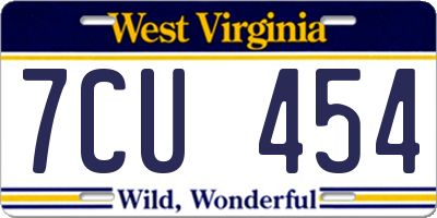 WV license plate 7CU454