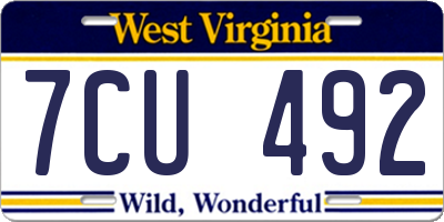 WV license plate 7CU492