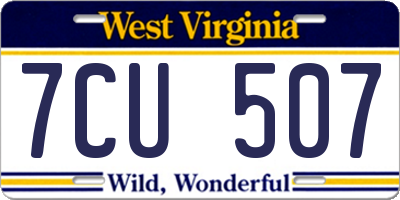 WV license plate 7CU507