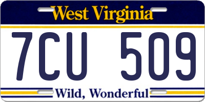 WV license plate 7CU509