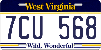 WV license plate 7CU568
