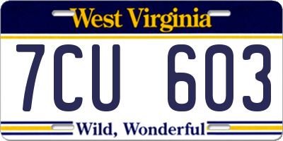 WV license plate 7CU603