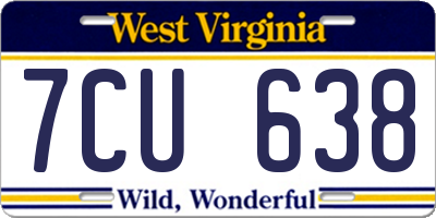 WV license plate 7CU638