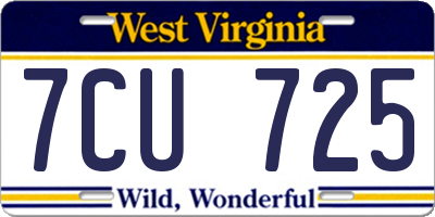 WV license plate 7CU725