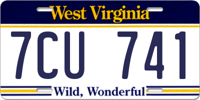 WV license plate 7CU741