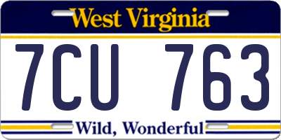 WV license plate 7CU763