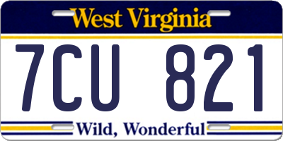 WV license plate 7CU821