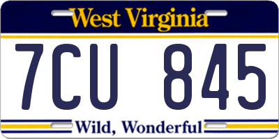 WV license plate 7CU845
