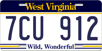 WV license plate 7CU912