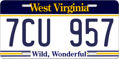 WV license plate 7CU957