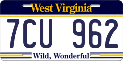 WV license plate 7CU962
