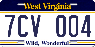 WV license plate 7CV004