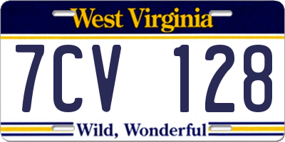 WV license plate 7CV128