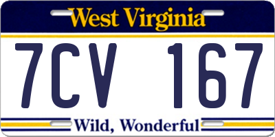 WV license plate 7CV167