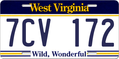 WV license plate 7CV172