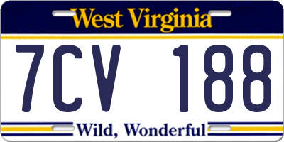 WV license plate 7CV188