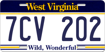 WV license plate 7CV202