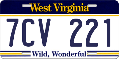 WV license plate 7CV221