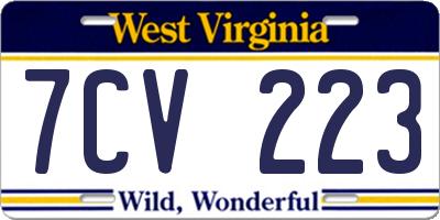 WV license plate 7CV223