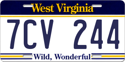 WV license plate 7CV244