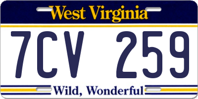 WV license plate 7CV259